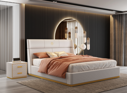 Designer Bett Schlafzimmer Doppelbett Betten Luxus Polster Hotel Neu